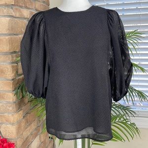 CALVIN KLEIN ~ Balloon-Sleeve Top ~ Black ~ NWT!